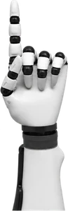 Eine Roboterhand zeigt einen Finger
