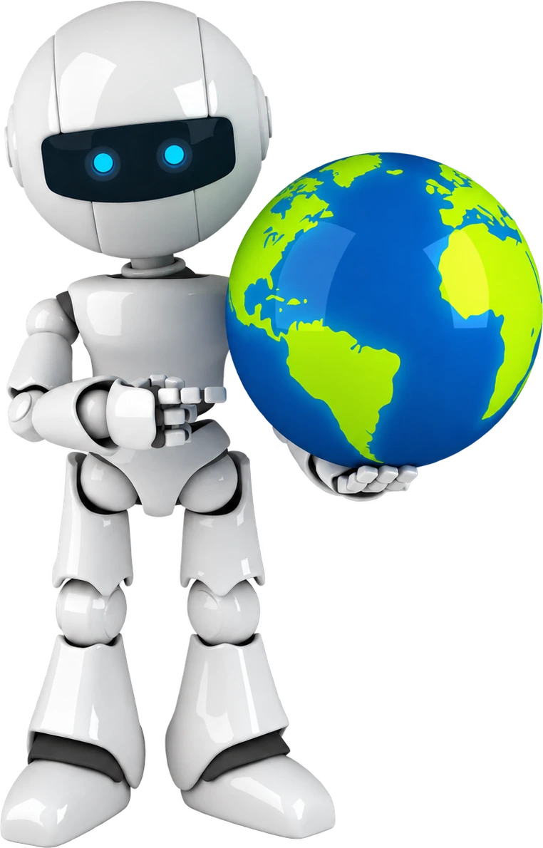 Roboter mit einer Weltkugel
